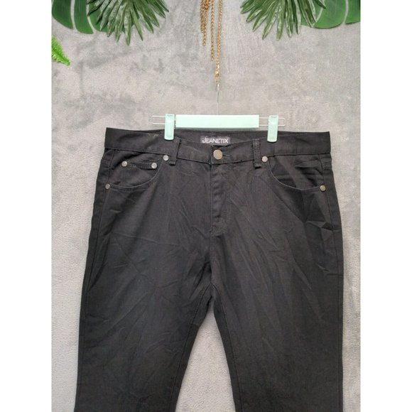 JEANETIX Men Jeans Mid Rise Straight Leg Solid Black Dark Wash W:38 L:32 - Picture 2 of 9